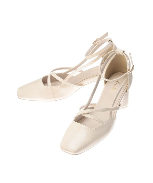 dazzlin（ダズリン）の「クロスサークルヒールパンプス（その他シューズ・レディース・アイボリー/ブラック・M/L）」の4枚目の写真