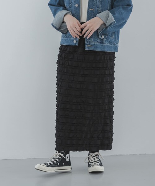 URBAN RESEARCH Sonny Label（アーバンリサーチサニーレーベル）の「カットフリルナロースカート（スカート・レディース・ブラック・TALL/34/36/38）」の22枚目の写真