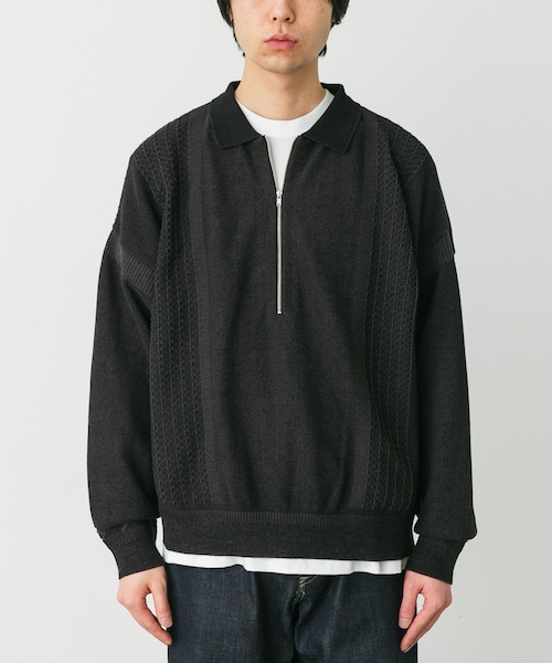 URBAN RESEARCH DOORS(アーバンリサーチドアーズ)の「YASHIKI KANTO ZIP POLO(ポロシャツ・メンズ・M.GRAY/BLACK・1/2)」の1枚目の写真