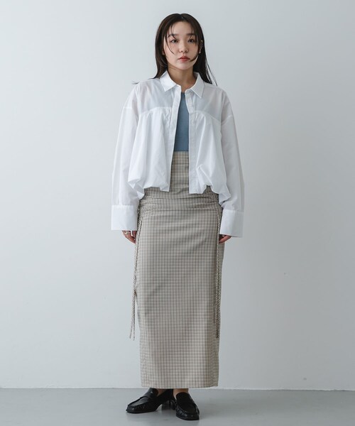 SENSE OF PLACE by URBAN RESEARCH(センスオブプレイスバイアーバンリサーチ)の「シャーリングスカート(スカート・レディース・IVO×BLK/BLACK/MTD×ORG・S/M)」の10枚目の写真