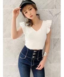 GYDA | フリルノースリーブニット TOPS(ニット/セーター)