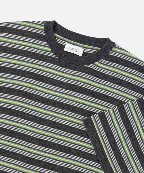 Saturdays NYC(サタデーズ ニューヨークシティ )の「Pacho Stripe Knit Top(Tシャツ/カットソー・レディース・ブラック系/パープル・L/M/S/XL)」の11枚目の写真