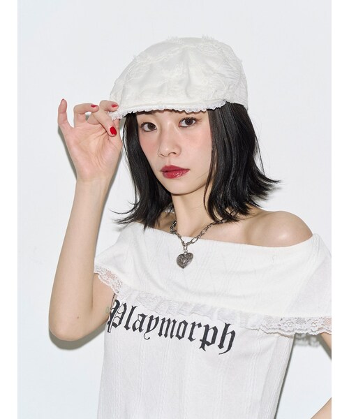 jouetie(ジュエティ)の「【kaorinomori×jouetie】レースハンチング(ハンチング/ベレー帽・レディース・オフホワイト/ブラック・F)」の7枚目の写真