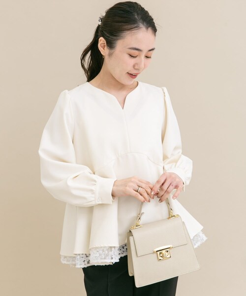 URBAN RESEARCH ROSSO（アーバンリサーチロッソ）の「『WEB限定』レイヤードペプラムブラウス（シャツ/ブラウス・レディース・OFF×OFF/BLK×BLK・Free）」の5枚目の写真