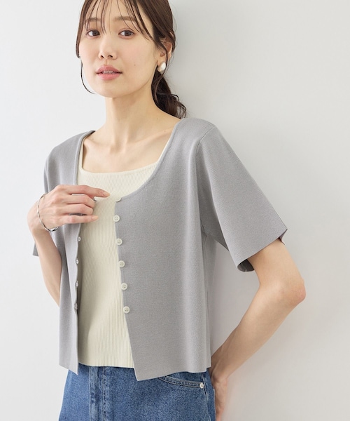 ROPE' PICNIC(ロペピクニック)の「レイヤード風カーディガントップス(カーディガン/ボレロ・レディース・ブラック/ライトグレー/イエロー・F)」の15枚目の写真