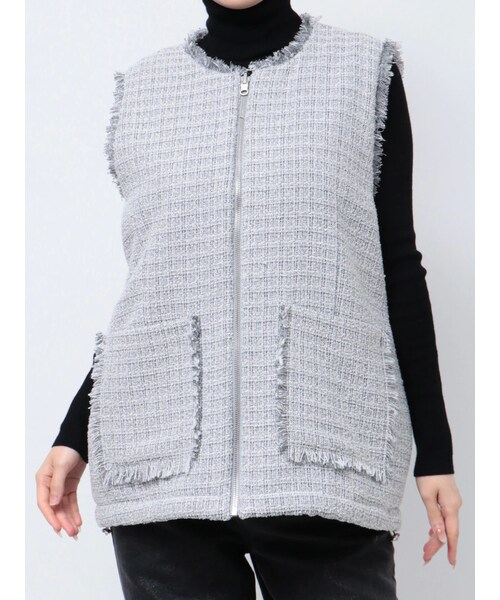 CALNAMUR（カルナムール）の「REVERSIBLE FUR VEST/リバーシブルファーベスト（ベスト・レディース・アイボリー/グレー/ブラック/グリーン・F）」の14枚目の写真