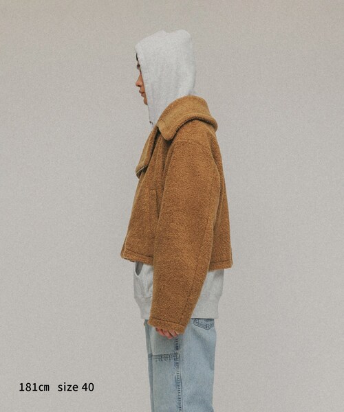 ADAM ET ROPE'（アダムエロペ）の「［OUTER］BOA RIDERS JACKET UNISEX（ライダースジャケット・レディース・オフホワイト/ブラウン・38/40）」の18枚目の写真