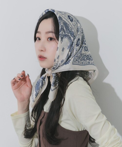 SMELLY（スメリー）の「アソートパターンスカーフ（バンダナ/スカーフ・レディース・YEL/BRN/GRN/ORG/BLK/BLU/LMN/DOT/SAX/GRY/RED/MNT/BLK/IVO/WHT/ORG/BLU/WHT/DOT/BEG・-）」の20枚目の写真