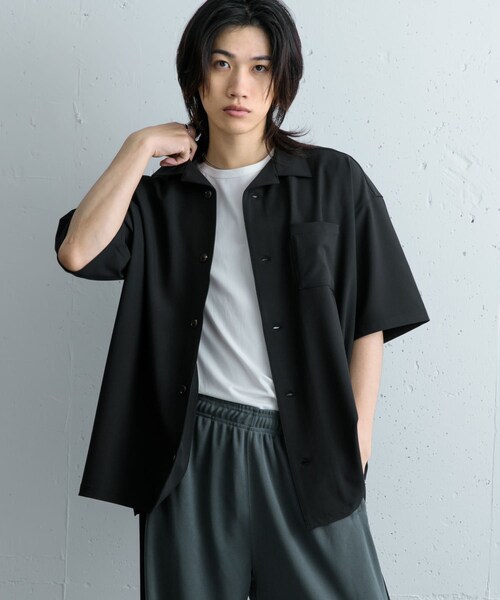 SENSE OF PLACE by URBAN RESEARCH(センスオブプレイスバイアーバンリサーチ)の「オープンカラールーズシャツ(5分袖)ll(シャツ/ブラウス・メンズ・BROWN/BLACK/GREIGE・S/M/L)」の5枚目の写真