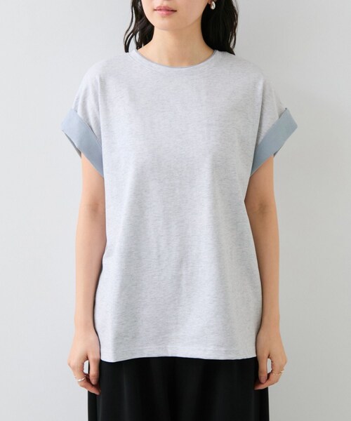 VIS(ビス)の「【WEB限定】天竺袖配色Tシャツ(Tシャツ/カットソー・レディース・ブラック/ライトグレー/オフホワイト・F)」の20枚目の写真