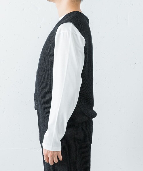 URBAN RESEARCH（アーバンリサーチ）の「PURLAM　WASHI M-G AZE VEST（ベスト・メンズ・BLACK・2/3）」の5枚目の写真