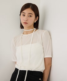 ROPE' | チョーカーコード付きシアーベロアTシャツ/イージーケア(Tシャツ/カットソー)