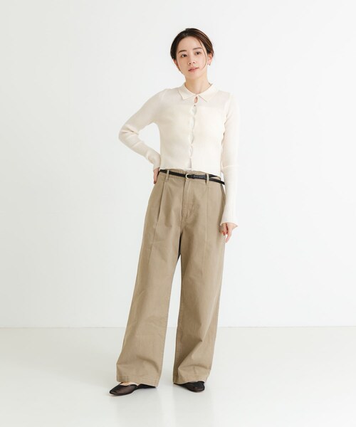 URBAN RESEARCH（アーバンリサーチ）の「シャツカラーリブニットカーディガン（カーディガン/ボレロ・レディース・MOSS GREEN/CHARCOAL/OFF・FREE）」の10枚目の写真