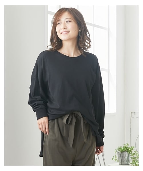 nissen（ニッセン）の「【産前・産後　授乳服】裾ラウンド　マタニティ長袖プルオーバー（マタニティウェア/グッズ・レディース・カーキブラウン/グレーパープル/オフホワイト/黒/オフ×黒ボーダー/スミクロ×オフボーダー・マタニティM/マタニティL/マタニティLL/マタニティ3L/マタニティ4L/マタニティ5L）」の15枚目の写真