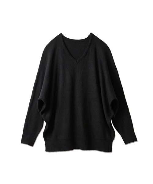 nissen（ニッセン）の「【Soiunique】オーバーサイズＶネックニット（ニット/セーター・レディース・ブルー/ブラック/杢イエロー・M/L/LL）」の2枚目の写真