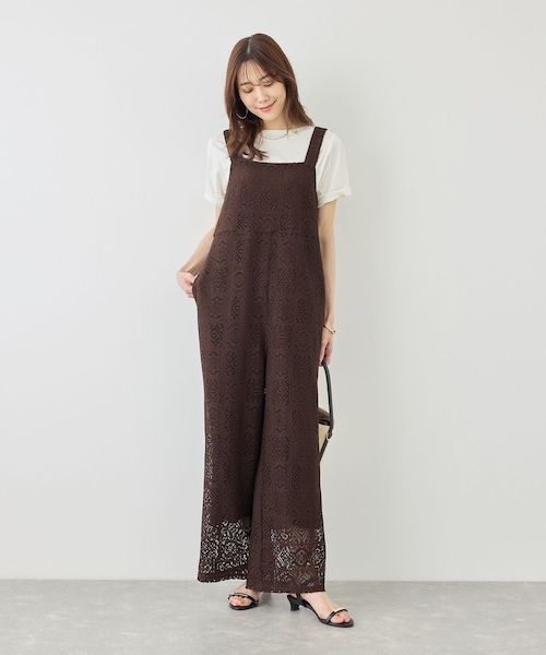 ROPE' PICNIC(ロペピクニック)の「幾何学レースオールインワン(つなぎ/オールインワン・レディース・キナリ/ブラウン・F)」の16枚目の写真