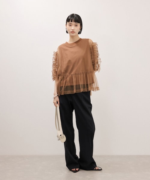 ADAM ET ROPE'（アダムエロペ）の「【サステナブル】ナロースラックス/接触冷感/防シワ/遮熱/UVカット（スラックス・レディース・ブラック/チャコール/ベージュ系・36/38）」の18枚目の写真