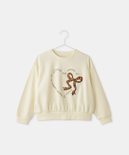 ROPE' PICNIC（ロペピクニック）の「【KIDS/キッズ】ハート リボーンモチーフ 裏毛プルオーバー（スウェット・キッズ・キナリ/ピンク・L/M/S）」の3枚目の写真