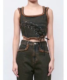 EMODA | カーブレースアップデニムビスチェ(タンクトップ)