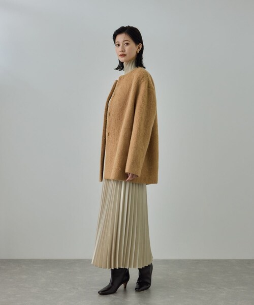 ROPE'（ロペ）の「ウールモヘヤノーカラーミドル丈コート（その他アウター・レディース・ベージュ・F）」の6枚目の写真