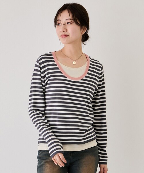 Jayro（ジャイロ）の「レイヤーニットプルオーバー（ニット/セーター・レディース・グレー系/ホワイト系/イエロー系・F）」の12枚目の写真