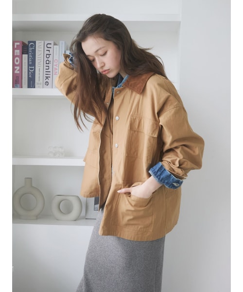 Ungrid（アングリッド）の「コーデュロイコンビカバーオール（カバーオール・レディース・カーキ/キャメル・F）」の4枚目の写真