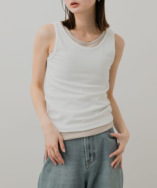 SENSE OF PLACE by URBAN RESEARCH（センスオブプレイスバイアーバンリサーチ）の「2WAYタンクトップ（タンクトップ・レディース・OFF WHITE/BLACK/GREIGE・one）」の4枚目の写真