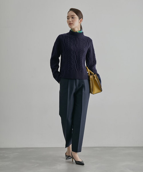 ROPE'(ロペ)の「【一部店舗限定】カシミヤブレンド ケーブルビルドネックニットプルオーバー(ニット/セーター・レディース・オフホワイト/ネイビー系・F)」の15枚目の写真