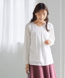 nissen | 大きいサイズシンプルVネックブラウス(あったか裏地付)(シャツ/ブラウス)