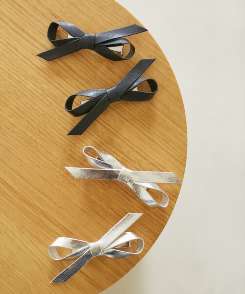 VIS（ビス）の「【2個SET】メタリックリボンへアピン（ヘアピン・レディース・ブラック/シルバー・F）」の9枚目の写真