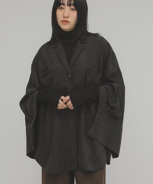 KBF（ケイビーエフ）の「ピーチスキンBIGシャツ（シャツ/ブラウス・レディース・IVORY/BLUE GRAY/CHARCOAL・One）」の3枚目の写真