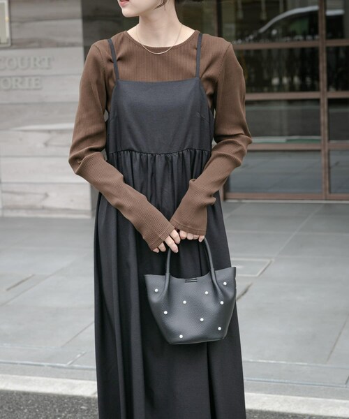 ITEMS URBANRESEARCH(アイテムズ アーバンリサーチ)の「インナーセットキャミワンピース(ワンピース・レディース・GRY×BLK/BEG×BRN/BRN×BLK・FREE)」の4枚目の写真