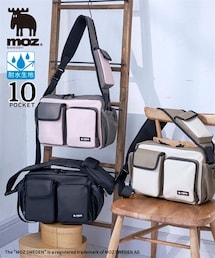 moz（モズ）耐水生地使用１０ポケット配色ショルダーバッグ