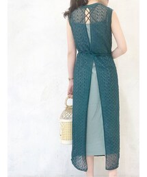 MERCURYDUO | メッシュバックリボンニットワンピース(ワンピース)