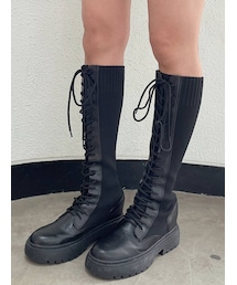 GYDA | レースアップニットドッキングインソールワークブーツ(ブーツ)