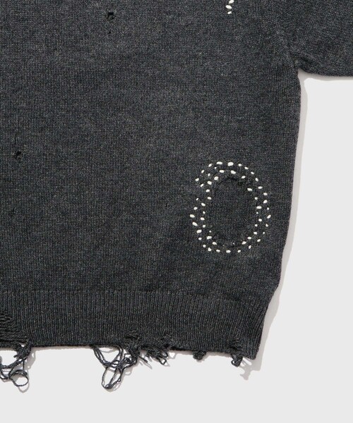 ADAM ET ROPE'（アダムエロペ）の「【JOHN MASON SMITH/ジョン メイソン スミス】7G DAMAGE HAND REPAIR CREW KNIT（ニット/セーター・メンズ・チャコール/キナリ・L/M）」の10枚目の写真
