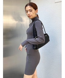 EMODA | ハーフジップリブニットワンピース(ワンピース)