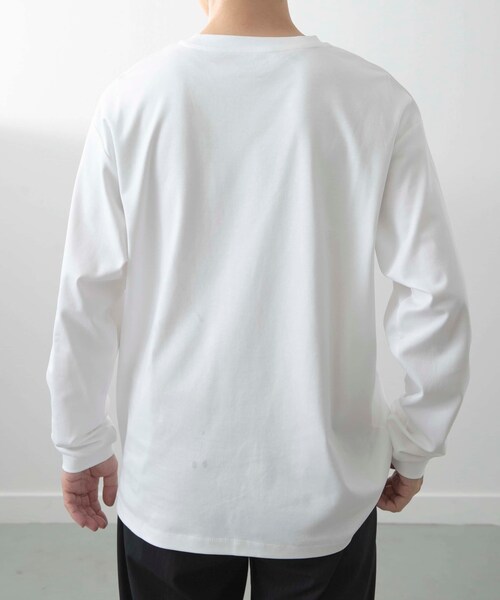 ITEMS URBANRESEARCH（アイテムズ アーバンリサーチ）の「Fine Cotton クルーネック カットソー（Tシャツ/カットソー・メンズ・WHT/BLK・M/L）」の10枚目の写真