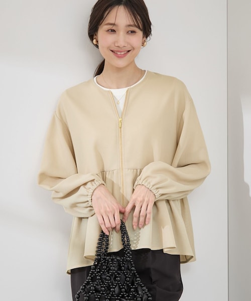 ROPE' PICNIC(ロペピクニック)の「メッシュペプラムブルゾン(ブルゾン・レディース・ブラック/ホワイト/ベージュ・38)」の3枚目の写真