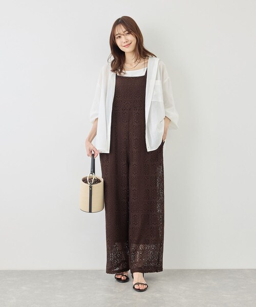 ROPE' PICNIC(ロペピクニック)の「幾何学レースオールインワン(つなぎ/オールインワン・レディース・キナリ/ブラウン・F)」の21枚目の写真