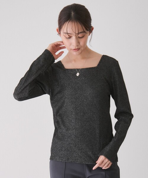 Jayro(ジャイロ)の「前後2WAYラメプルオーバー(Tシャツ/カットソー・レディース・ブラック/ブラック系/ベージュ/シルバー・M)」の12枚目の写真