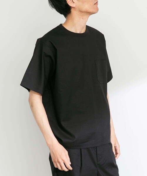 URBAN RESEARCH Sonny Label（アーバンリサーチサニーレーベル）の「『接触冷感/イージーケア』リネン混ショートスリーブTシャツ（Tシャツ/カットソー・メンズ・オフ×ブラック/ブラック/ネイビー/チャコール・M/L/XL）」の9枚目の写真
