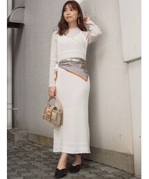 MERCURYDUO | 透かし編みニットキャミワンピースセット(ワンピース)