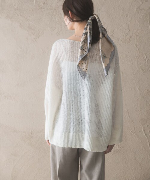 URBAN RESEARCH ROSSO（アーバンリサーチロッソ）の「モヘア混スパンコールシアーニット（ニット/セーター・レディース・OFF WHITE/MINT・Free）」の10枚目の写真