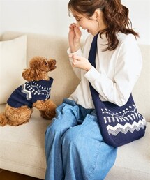 nissen | ふんわりウォッシャブル ノルディック柄ニットお散歩バッグ【Otona Purete】(バッグ)