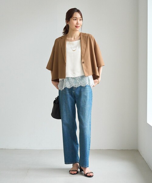 ROPE' PICNIC(ロペピクニック)の「サテンレースキャミビスチェ/着丈が選べる(キャミソール・レディース・ブラック/オフホワイト・M/MT)」の7枚目の写真