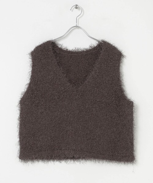 ITEMS URBANRESEARCH(アイテムズ アーバンリサーチ)の「フェザーVネックニットベスト(ベスト・レディース・OFF/GRY/BRN・Free)」の3枚目の写真