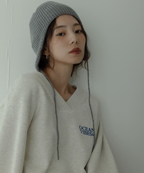 URBAN RESEARCH Sonny Label（アーバンリサーチサニーレーベル）の「イヤーニットキャップ（ニットキャップ/ビーニー・レディース・グレー/チャコール・One）」の10枚目の写真