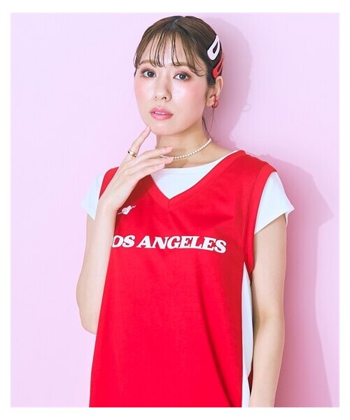 nissen（ニッセン）の「大きいサイズ チームユニフォーム風タンクトップ marun（キャミソール・レディース・レッド/ピンク・L/LL/3L/4L/5L/6L/8L/10L）」の16枚目の写真
