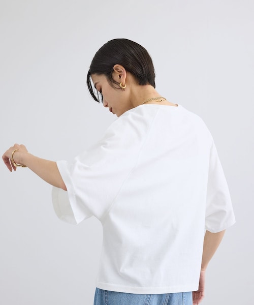 ADAM ET ROPE'(アダムエロペ)の「プリマベールハーフスリーブTシャツ / UVケア(Tシャツ/カットソー・レディース・ブラック/オフホワイト/キャメル・F)」の6枚目の写真